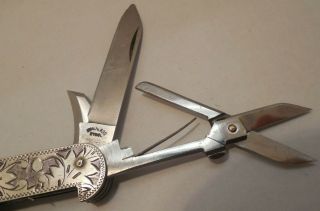 Vintage - Sterling Silver/925 - Ornate Design - Utility - Pocket Knife 7