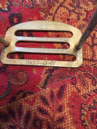 Antique Potato Masher,  Wooden Handle,  Slotted Metal Head,  Dated 7 - 3 - 1917,  Good. 5
