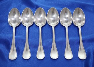 Set Of 6 Christofle Albi Silver - Plated Dinner Spoons 8 1/8 Table Place France Tx