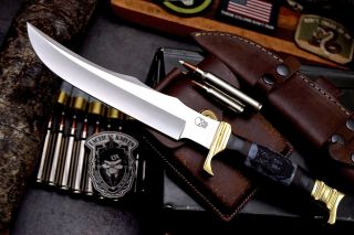 Cfk Handmade D2 Custom Wolf Paw Scrimshaw Bone Western Bowie Hunter Blade Knife