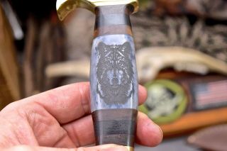 CFK Handmade D2 Custom WOLF PAW Scrimshaw Bone Western Bowie Hunter Blade Knife 2