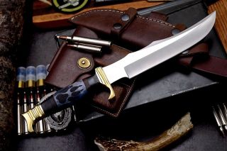 CFK Handmade D2 Custom WOLF PAW Scrimshaw Bone Western Bowie Hunter Blade Knife 4
