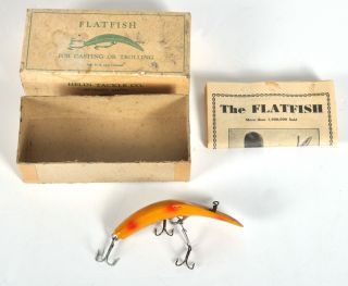 Vintage Flatfish Fishing Lure Helin Tackle Detroit 3 - Gang Hook W/ Box