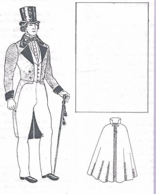 22.  5 " Antique Harte Man Doll Cutaway Suit/jacket Cloak Underwear Top Hat Pattern