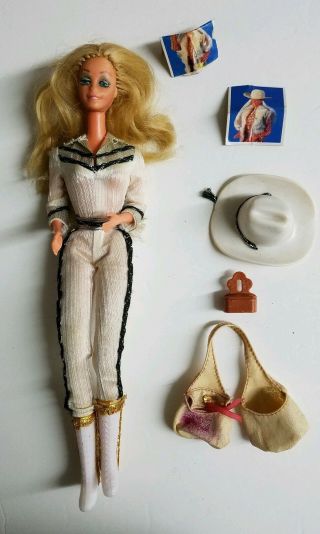 Western Barbie 1980 Vintage Doll Mattel Cowgirl Rodeo Accessories