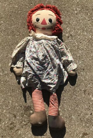 Vintage Huge 40 " Knickerbocker Raggedy Ann Doll W/dress Needs Tlc Annabelle
