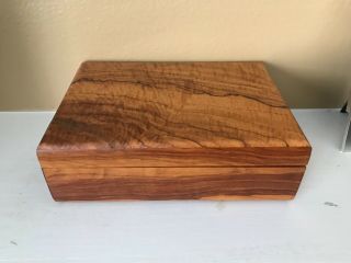 Vtg Golden Wavy Shinning Natural Grain Wooden Box,  6 5/8 " L X 4 5/8 " W