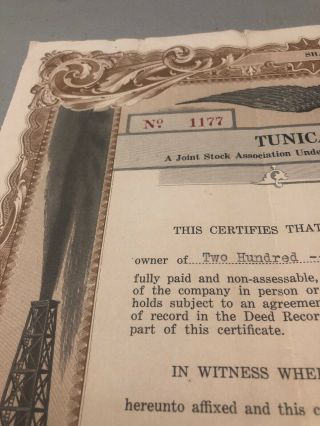 1925 Antique Tunica Homer Oil Company Midlothian Texas Stock Certificate 2
