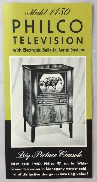 1950 Antique Manufacturer Brochure Spec Sheet Philco Television Model 1430