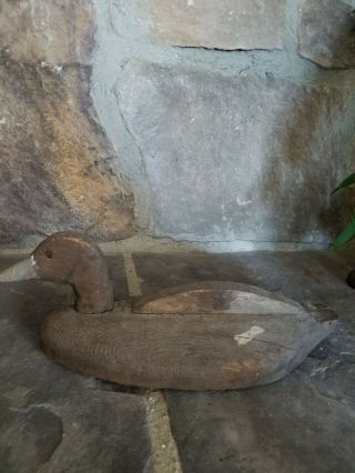 Vintage Antique Wood Duck Decoy,  Very Old Rough Wood With Glass Eyes