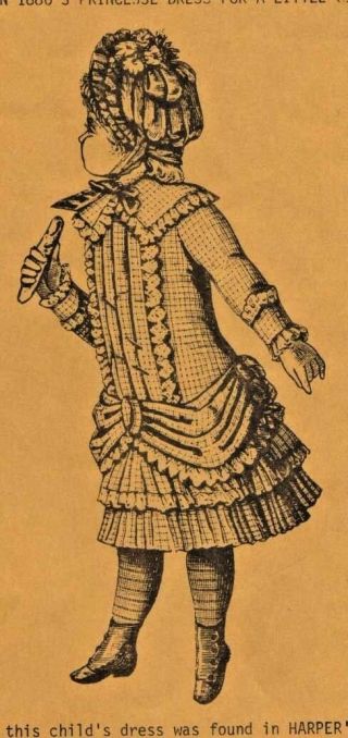 18 " Antique French Jumeau - German Child Doll@1884 Low Waist Princess Dress Pattern