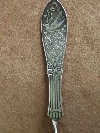 Antique Aesthetic Movement Silverplate Master Butter Knife Derby Silver Bird