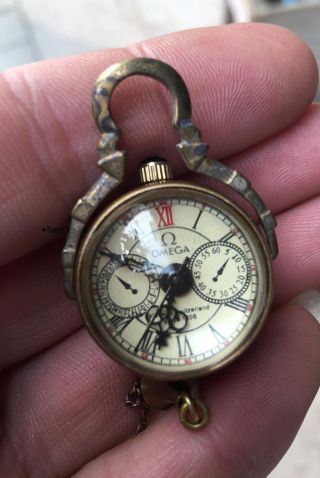 Chinese Old Brass Glass Pocket Watch Ball Clock/