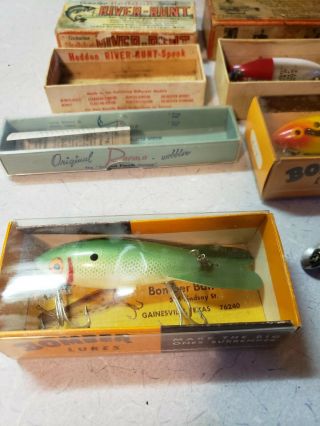 Vintage Fishing Lures/boxes Heddon,  Arbogast Jitterbug,  Bomber,  Rapala 4