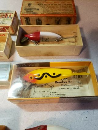 Vintage Fishing Lures/boxes Heddon,  Arbogast Jitterbug,  Bomber,  Rapala 5