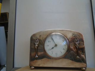 Stylish Antique Silver Plate Mantel Clock With Winged Figures Take A Look