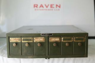 Vintage Paragon Green Metal Industrial Six Drawer Cabinet