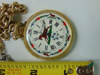 LUCERNE VINTAGE HORSE SCENE FANCY DIAL POCKETWATCH W/ CHAIN OLD STOCK SEE 2
