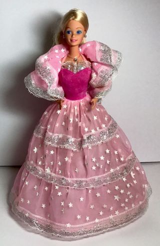 Vintage Dream Glow Barbie Pink Star Gown & Boa 1985