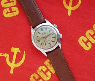 Early Vintage Soviet Mechanical Watch Poljot Alarm Ussr.  1mchz.