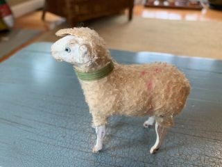 Putz Sheep Germany German Wooly Stick Leg Composition Antique Nativity Toy 2
