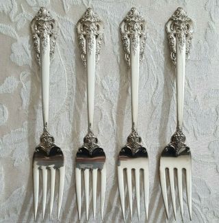 4 Wallace Grande Baroque Sterling Salad Forks