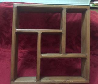 Wooden Shelf Rack Mini Display Shadow Box Wall Mounting Vintage Wood 15 In High