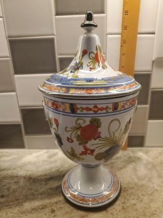 Garofano Antique Italian Faience Pottery Blue Carnation Tureen Lidded Dish