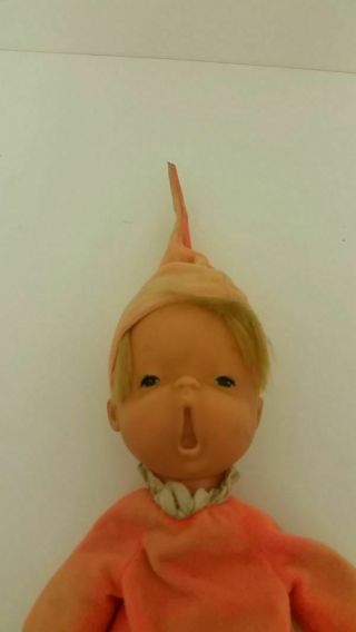 Vintage Old 1970 MATTEL BABY BEAN Orange Doll (Open mouth) 12 Inches 2