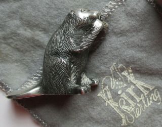 Kirk Sterling Silver Miniature Beaver W/ Pouch And Backgammon Doubling Cube