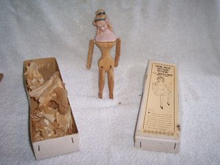 Vintage Hand Made 9 1/2 " Shackman Bisque And Jointed Wood With The Box