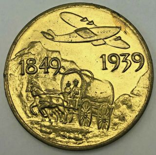 Golden Gate International Exposition Coin 1939 Covered Wagon & Plane