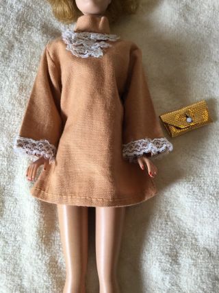 Vintage 60s Barbie Clone Doll Mod Brown Mini Dress Plasty Tressy Shillman Mego