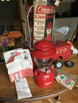 Vintage Coleman 200a 200 A Red Lantern Single Mantle 5/64,  Box,  Extra