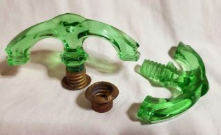 Antique Green Glass Drawer Pulls 8 Total
