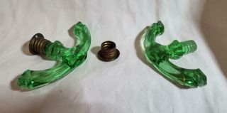 Antique Green Glass Drawer Pulls 8 Total 2