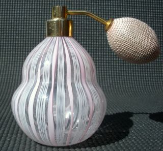 Lovely Vintage/antique Murano Pink/white Latticino Glass Perfume Atomiser Bottle