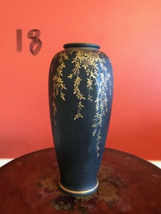 Austrian Wien Augarten Black & Gold Porcelain / Ceramic Vase 3 1/2 " Austria