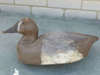 Antique Duck Decoy Solid Wood Glass Eye Vintage Faded Paint Signed Nr
