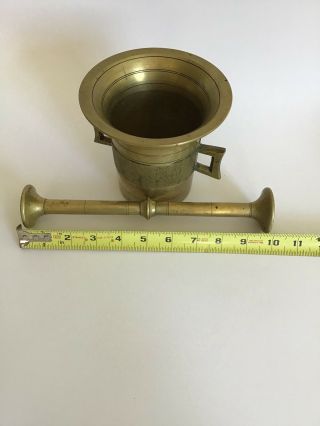 Large Antique German Brass Mortar & Pestle 3