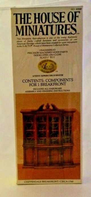 1/12 Scale Chippendale Breakfront Kit 40048 House Of Miniatures Open Complete