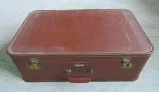 Antique Vintage Brown Hard Shell Travel Suitcase Luggage