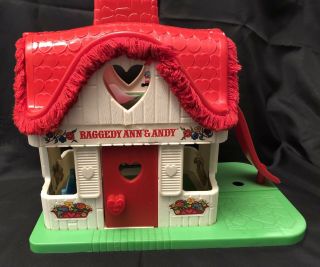 1977 Knickerbocker Toy Co.  Raggedy Ann & Andy House Vintage Dollhouse Play W/bed