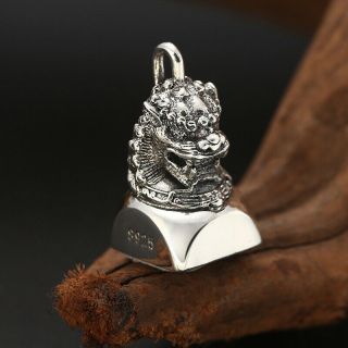 S925 STERLING SILVER JEWELRY VINTAGE CHINESE STYLE SEAL PENDANT MEN WOMEN 3