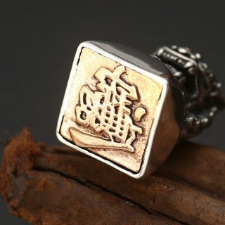 S925 STERLING SILVER JEWELRY VINTAGE CHINESE STYLE SEAL PENDANT MEN WOMEN 5