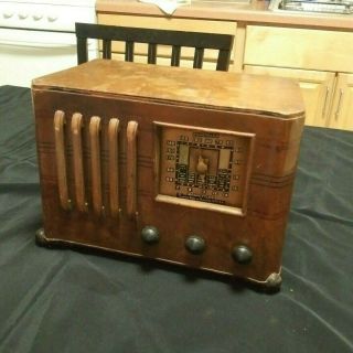 Emerson Cs 320 Antique S/w Radio Ingraham Cabinet For Parts/restoration