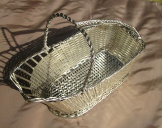 Vintage Christofle Woven Silverplate Wine Bottle Basket