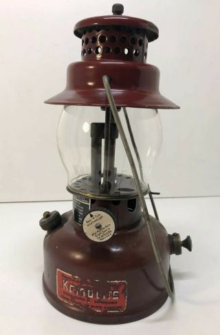 Vintage Kamplite Model Lrl - 2 Lantern Maroon Single Mantle W/original Globe