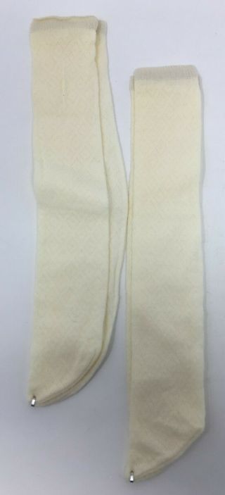 Vintage Antique Two Pairs Off Whiter Doll Long Textured Stockings Socks