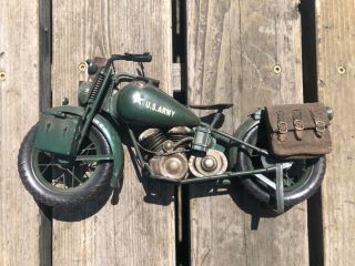 1940’s Antique Harley Davidson Metal Motorcycle Toy Vintage Us Army Collectible